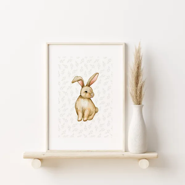 Bunny Nursery Print Set, Girls Room Wall Art