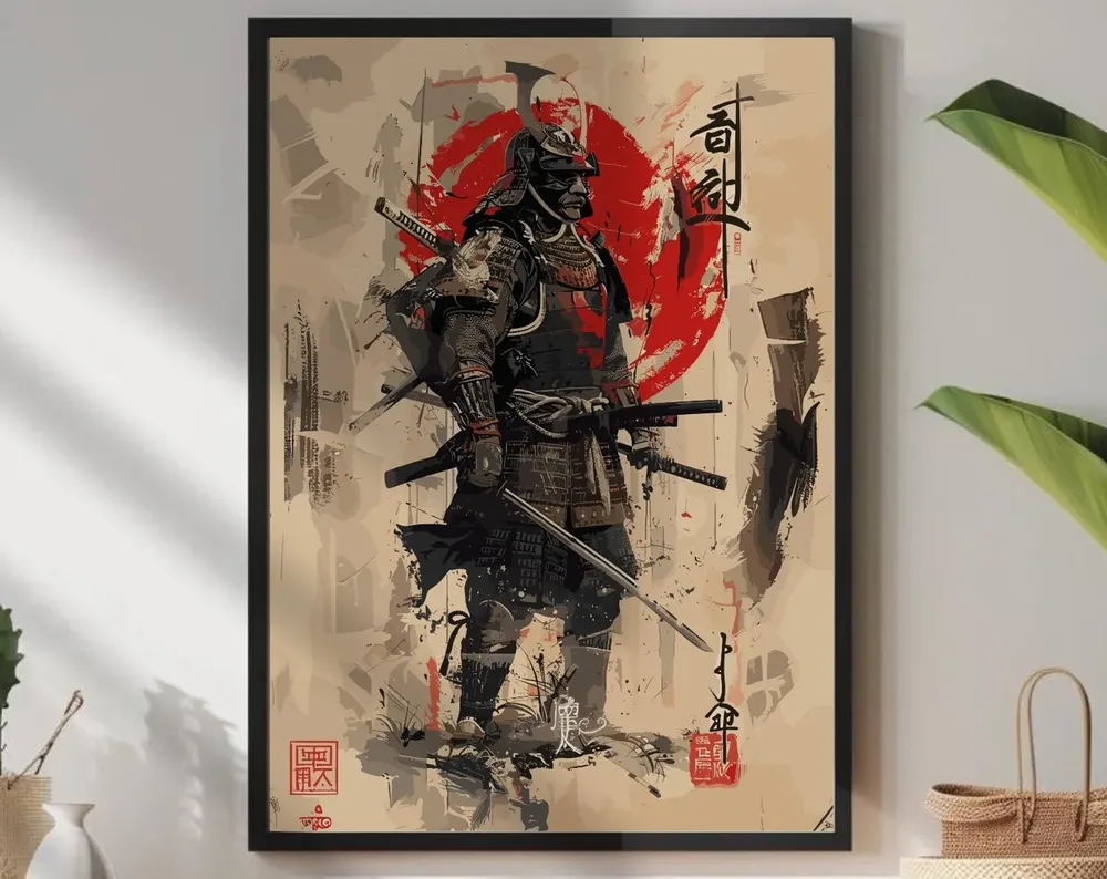 Warrior Samurai Poster, Japanese Wall Art