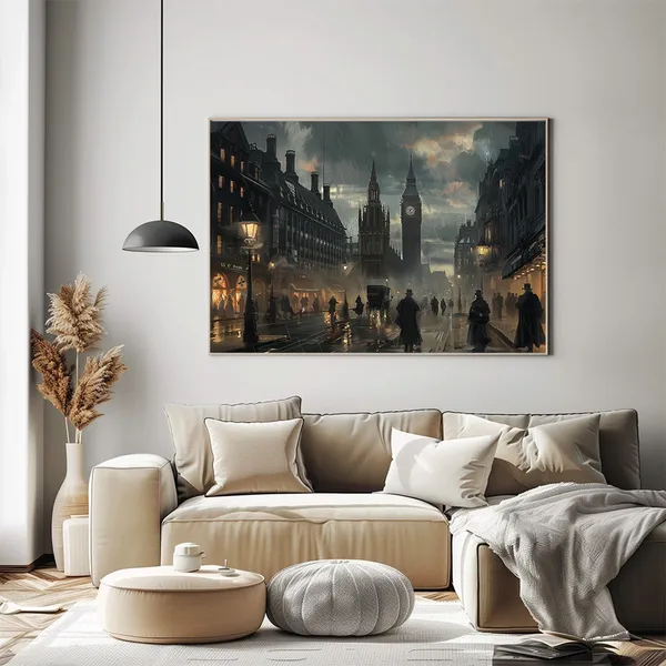 Vintage Victorian Era London Travel Poster, City Scene