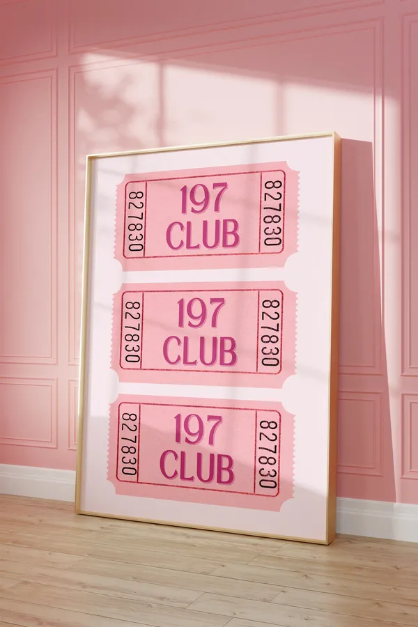 Custom Dorm Room Number Ticket Art, Pink Aesthetic