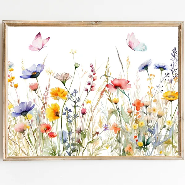 Vintage Wildflower Summer Art Print, Seasonal Decor