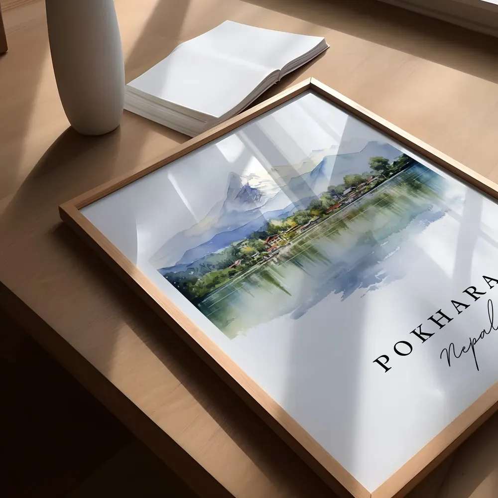 Pokhara Nepal Travel Poster, Personalized Wall Art - Image 5