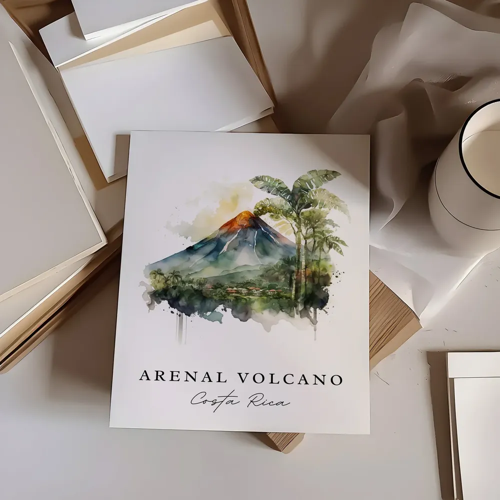 Arenal Volcano Traditional Travel Poster, Costa Rica - Image 3