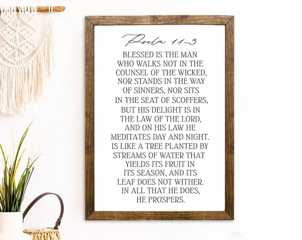 Psalm 11:3 Blessed Is The Man, Farmhouse Poster Print