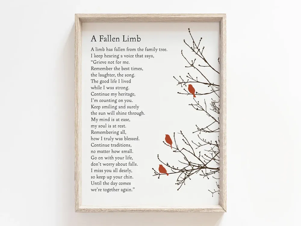 A Fallen Limb Christian Memorial Poetry Art Print