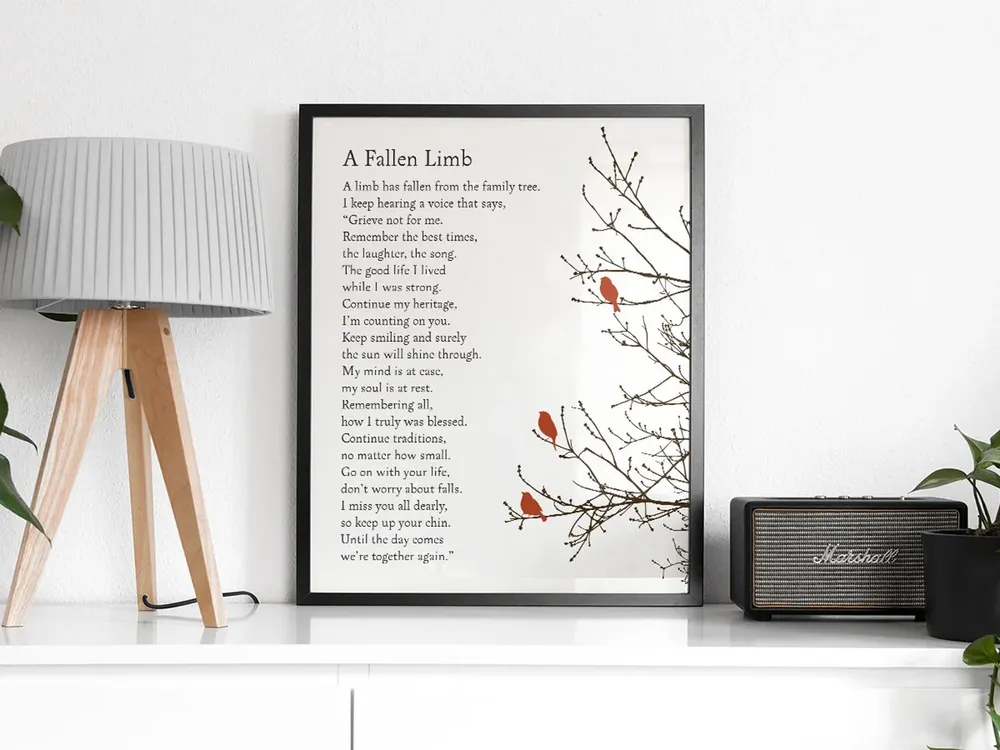 A Fallen Limb Christian Memorial Poetry Art Print - Image 2