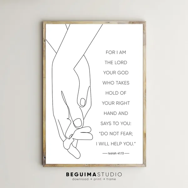 Isaiah 41:13 Bible Verse Scripture Wall Art Print