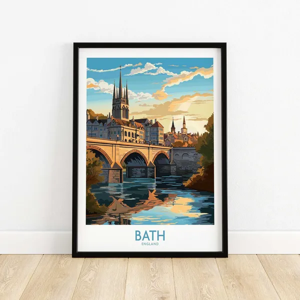 Bath England Travel Poster, City Wall Art Print