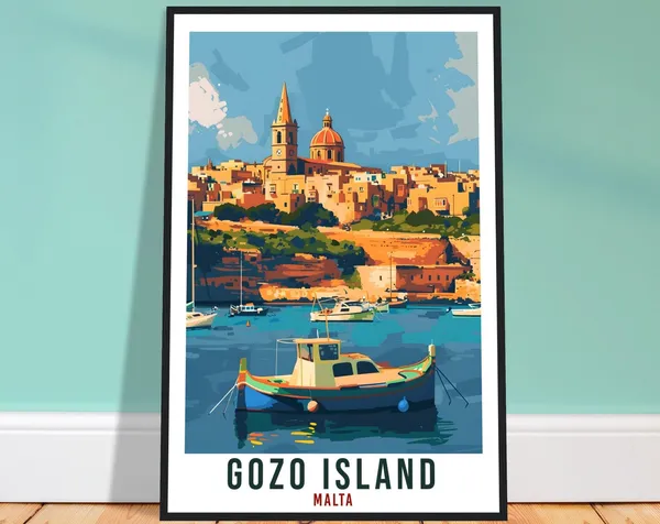 Gozo Island Travel Poster, Malta Travel Poster