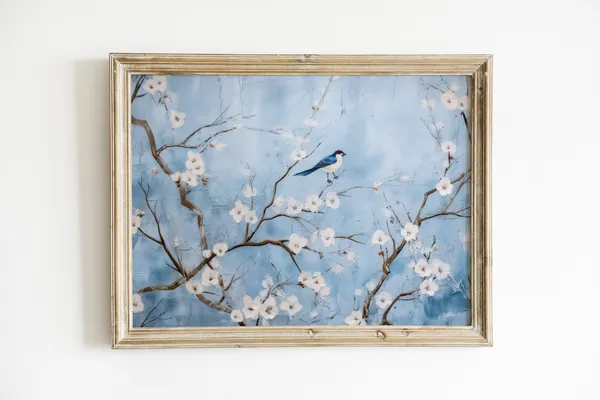 Blue And White Vintage Floral Art Print