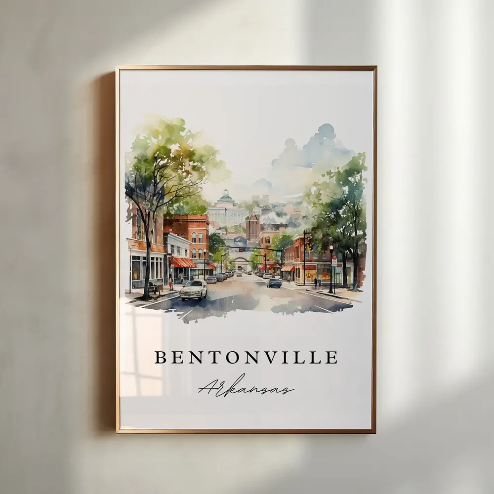 Bentonville AR Travel Poster, Custom Text Wall Art