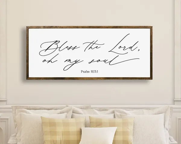 Psalm 103:1 Bless the Lord Scripture Art Print, Farmhouse
