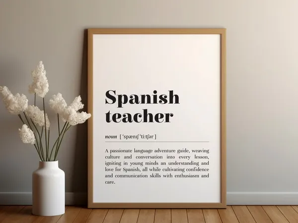 Spanish Teacher Definition Poster, Classroom Decor