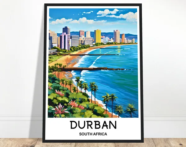 Durban Travel Poster, South African Art Print