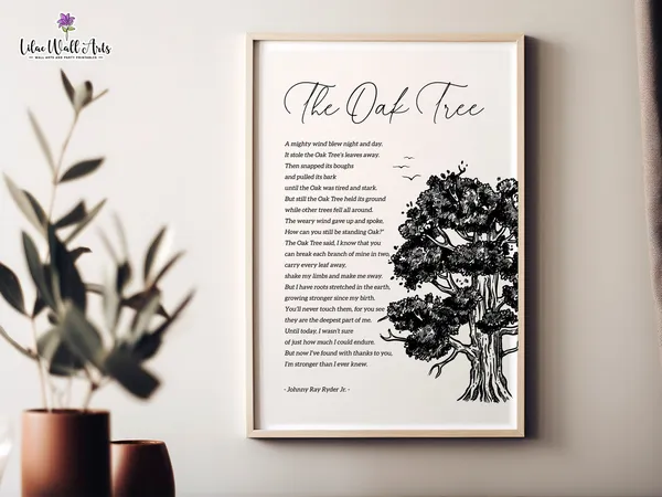 Oak Tree Poem by Johnny Ray Ryder Jr, Art Print