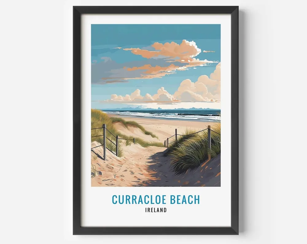 Curracloe Beach Ireland Travel Poster, County Wexford