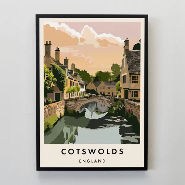 Cotswolds Travel Poster, Travel Art Print