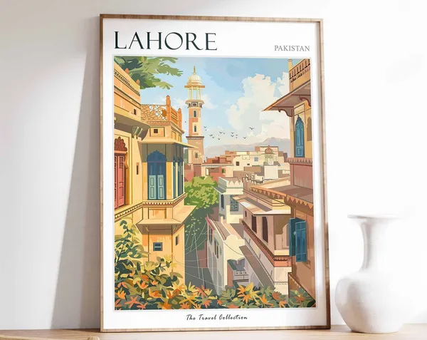 Lahore Travel Poster, Tropical City Wall Art