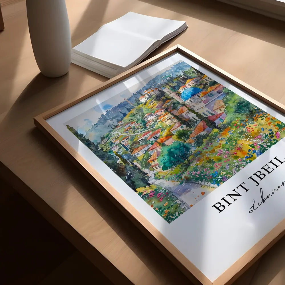 Bint Jbeil Lebanon Watercolor Travel Poster - Image 5
