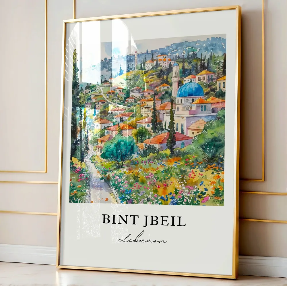 Bint Jbeil Lebanon Watercolor Travel Poster - Image 4