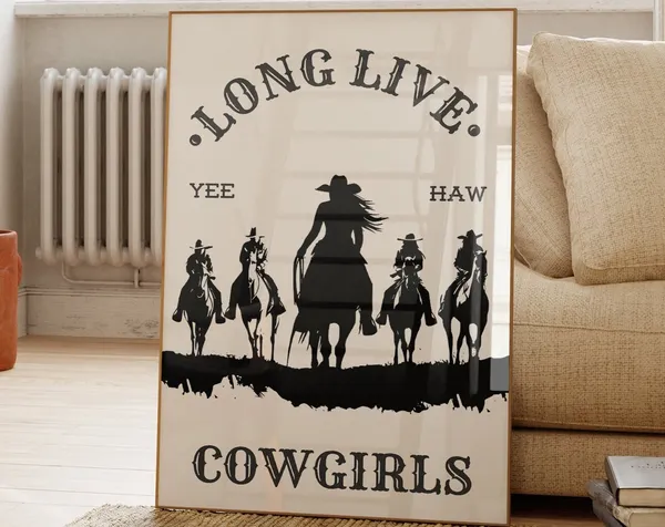 Long Live Cowgirls, Retro Western Art Print