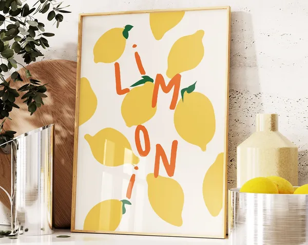 Lemons Art Print, Amalfi Italy Retro Kitchen Decor