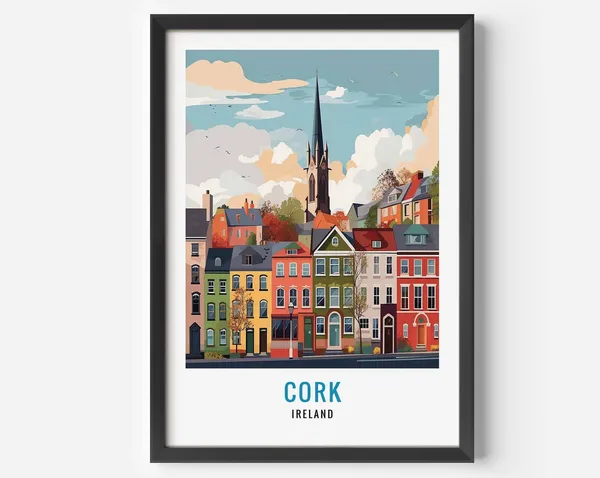 Cork Ireland Travel Poster, County Cork Illustration