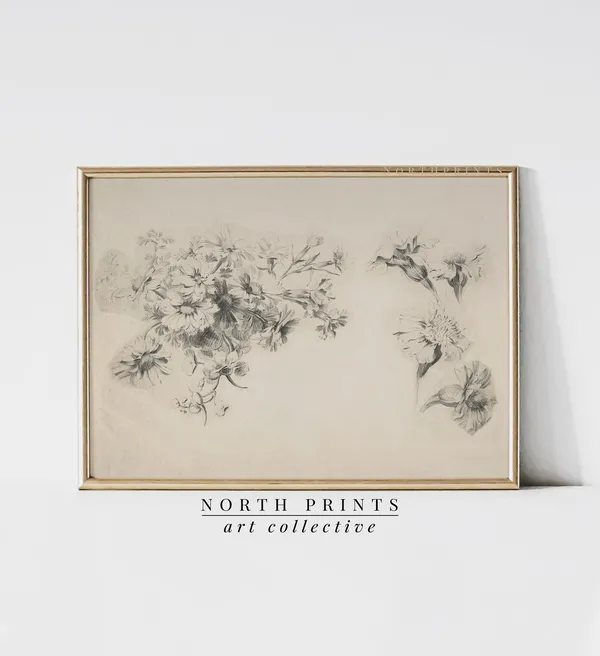 Antique Neutral Botanical Sketch Art Print