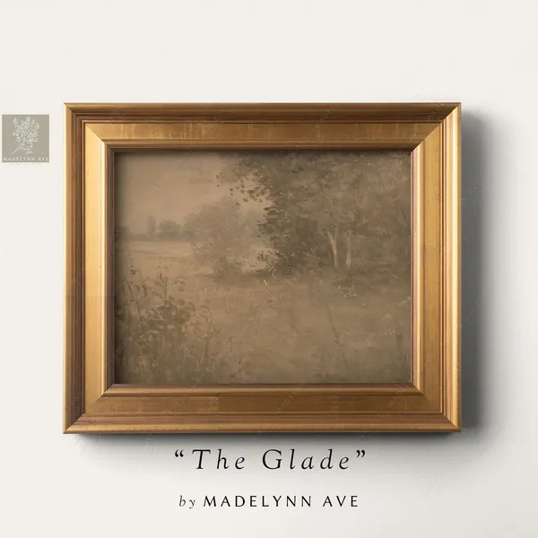 Sepia Landscape Art Print, Modern Oil Painting Style