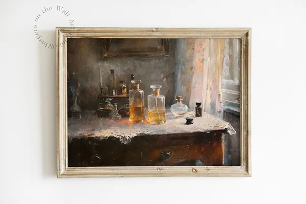 Vintage Perfume Bottles Painting Still Life Art Print