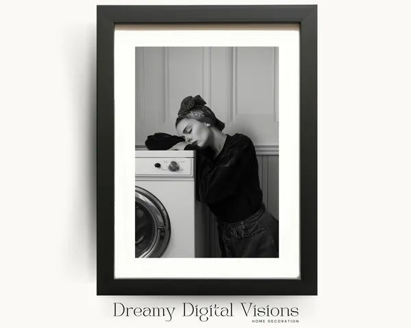 Asleep On The Washing Machine, Funny Laundry Room Art Print