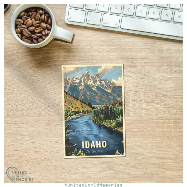 Idaho Gem State Grandeur Travel Poster, Retro Style
