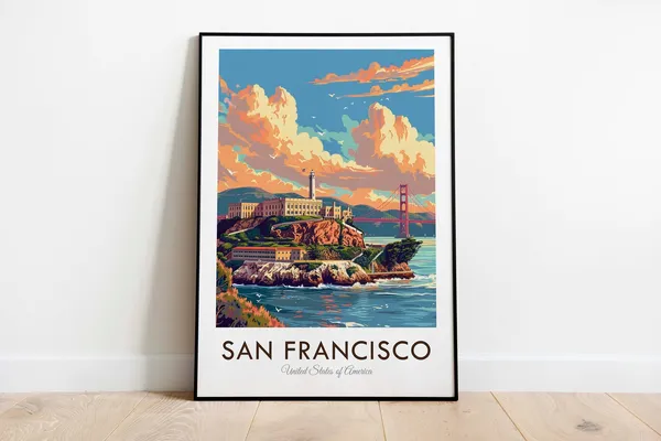 San Francisco USA Vintage Style Travel Poster