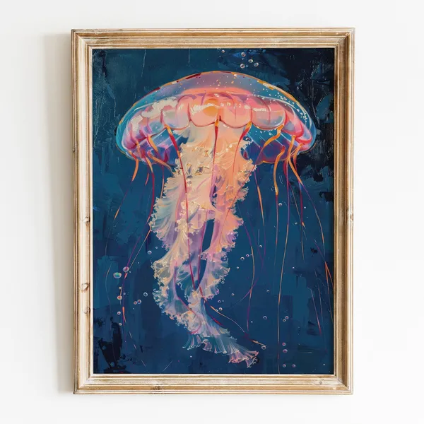 Preppy Jellyfish Vintage Ocean Art Print