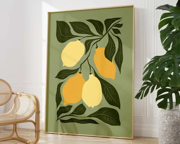 Lemon Matisse Minimalist Art Print, Mid-Century