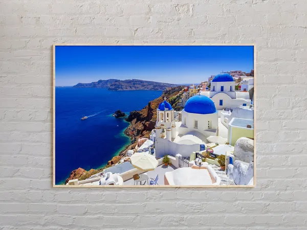 Santorini Travel Poster, Greece Photo Art Print
