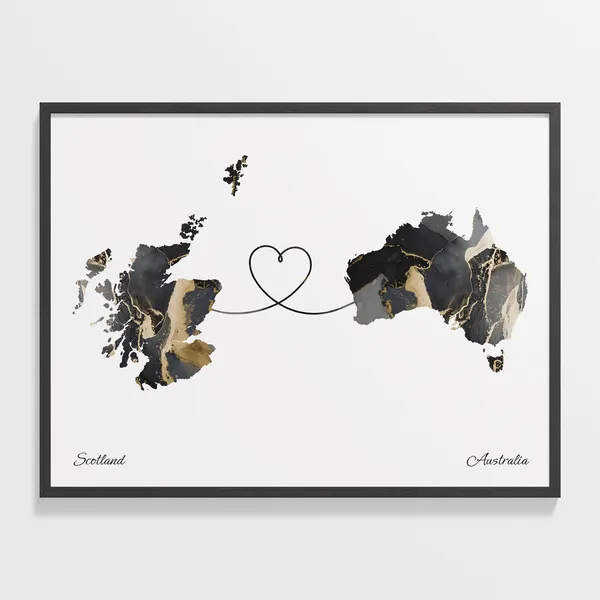 Scotland To Australia Travel Map Art Print