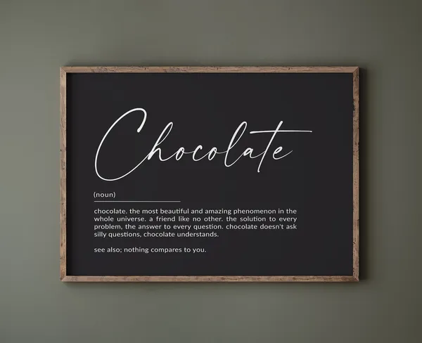 Chocolate Definition Art Print, Kitchen Wall Decor