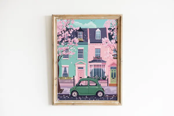 Notting Hill Illustration London Travel Poster, Spring