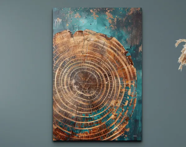 Abstract Tree Ring Art Print, Nordic Style