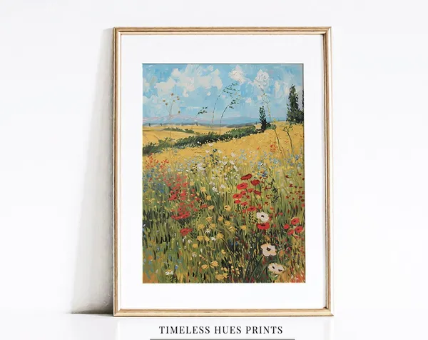 Van Gogh Wheat Field, Vintage Landscape Art Print