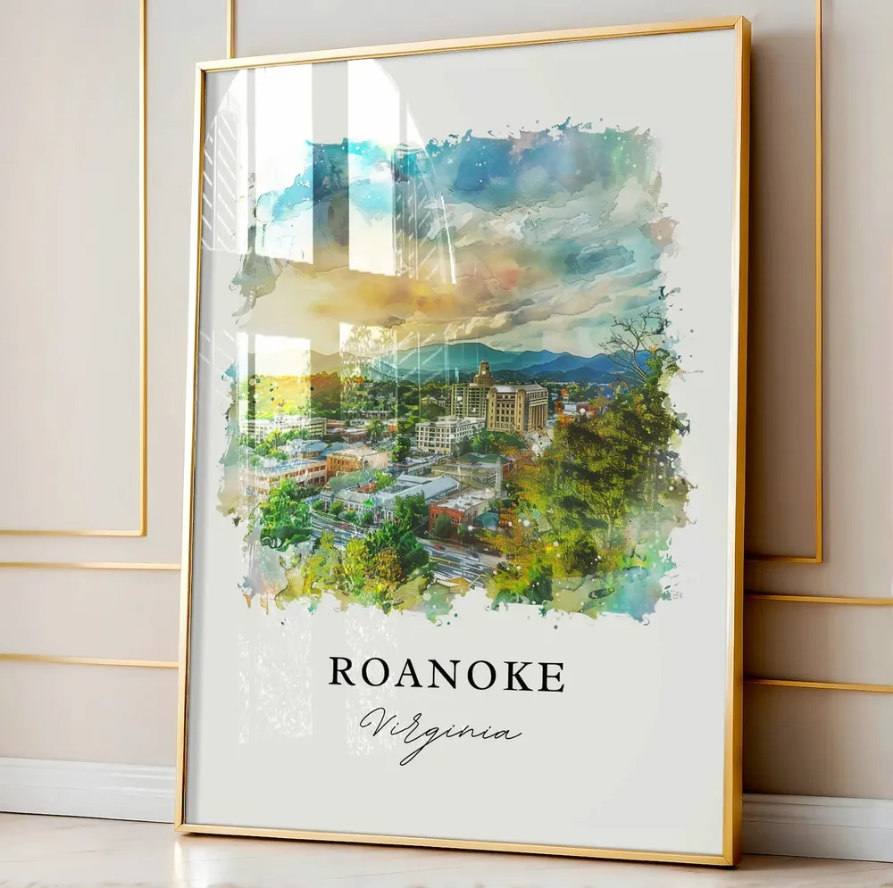 Roanoke VA Virginia Watercolor Travel Poster - Image 4