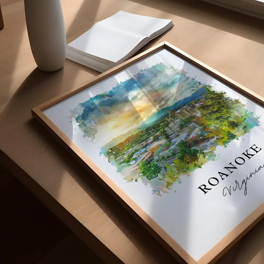 Roanoke VA Virginia Watercolor Travel Poster - Image 5