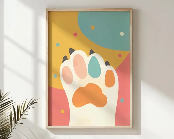 Colorful Paw Prints Nursery Art Print, Playroom Decor