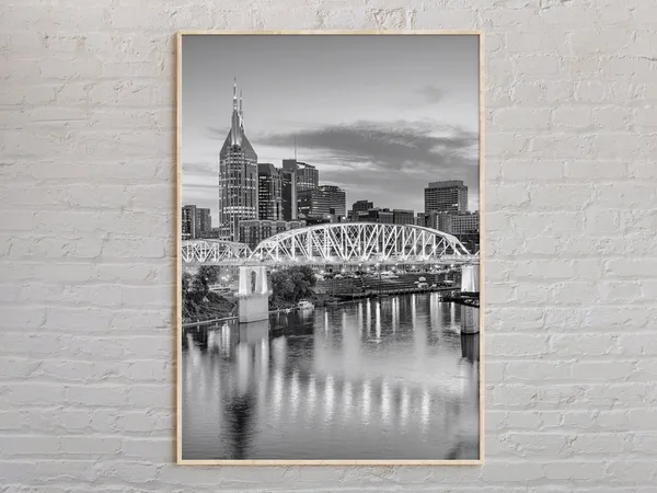 Nashville Black And White Travel Poster, Wall Art
