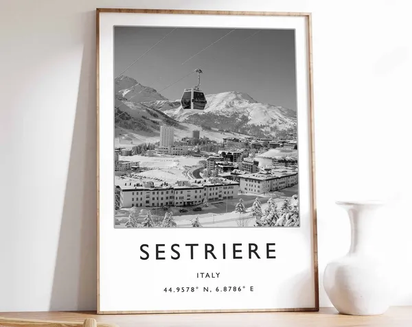 Sestriere Ski Poster, Italy Travel Poster