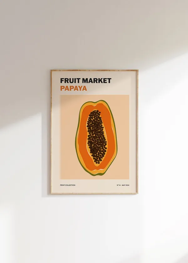Papaya Fruit Market Abstract Fruit Art Print