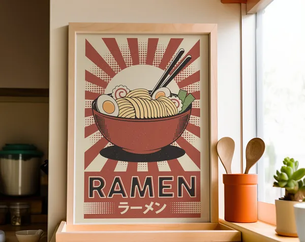 Retro Japanese Ramen Art Print, Kitchen Poster