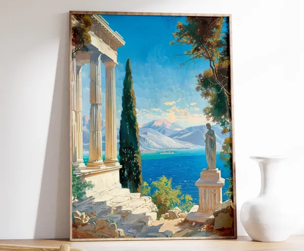 Classical Roman Travel Poster, Classical Architecture