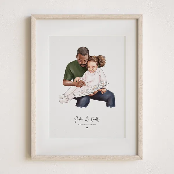 Handmade Dad Portrait Watercolor Art Print, Personal